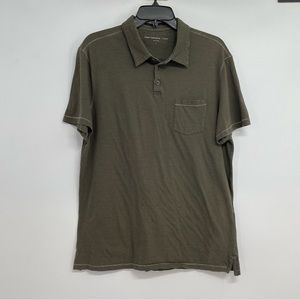 John Varvatos Polo T-Shirt  Men’s L Striped Green Short Sleeve